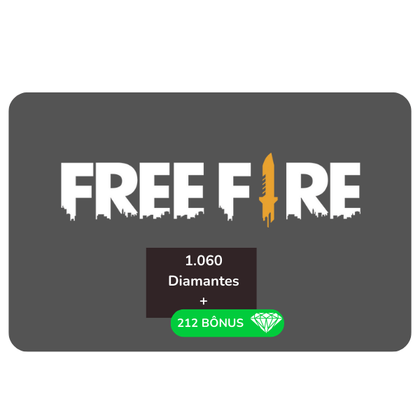 1.060 Free Fire Diamantes + Bônus - Código Digital - Playce